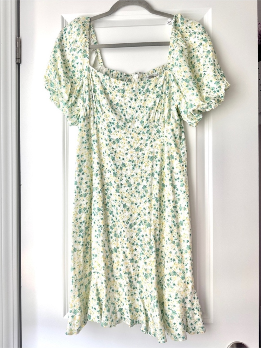 Ever New Cream Midi Dress with Green and Yellow Floral Print